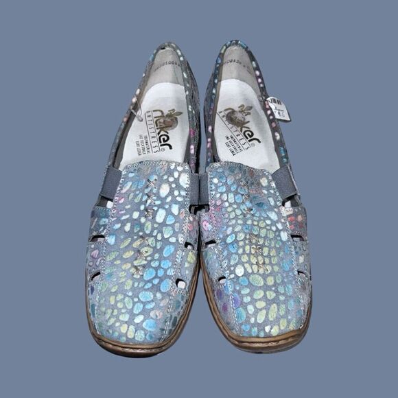 Rieker Denise Multi Colored Leather Slip On Loafers Shoes Size 41 US 10 10.5 - Picture 2 of 6